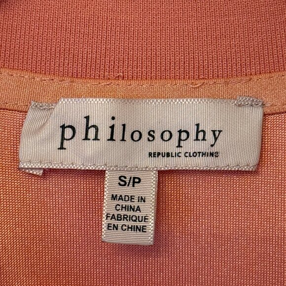 Philosophy V-Neck Liquid Knit Short Sleeve Top, Peach - Small - Picture 3 of 5